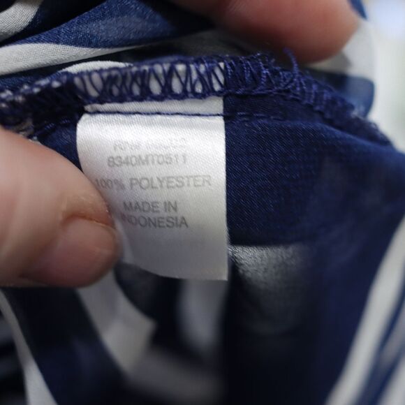 Charming Charlie Blue & White Sheer Striped Y2K Draped Top Medium - Picture 10 of 10
